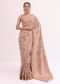 Peach Floral Georgette Saree With Unstitched Blouse