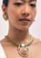 Peach Gold Finish Necklace Set With Carving Work