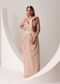 Peach Gold Ready-To-Wear Saree With Pleated Satin Blouse And Embroidered Belt