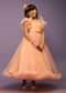 Kalki Girls Peach Gown In Net With Frill Sleeves And Glitter Belt
