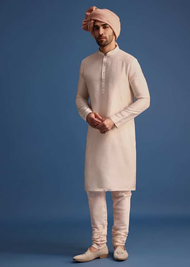 Peach Heavy Hand Embroidered Sherwani Suit