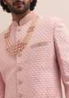 Peach Lucknowi Sherwani In Silk For Men