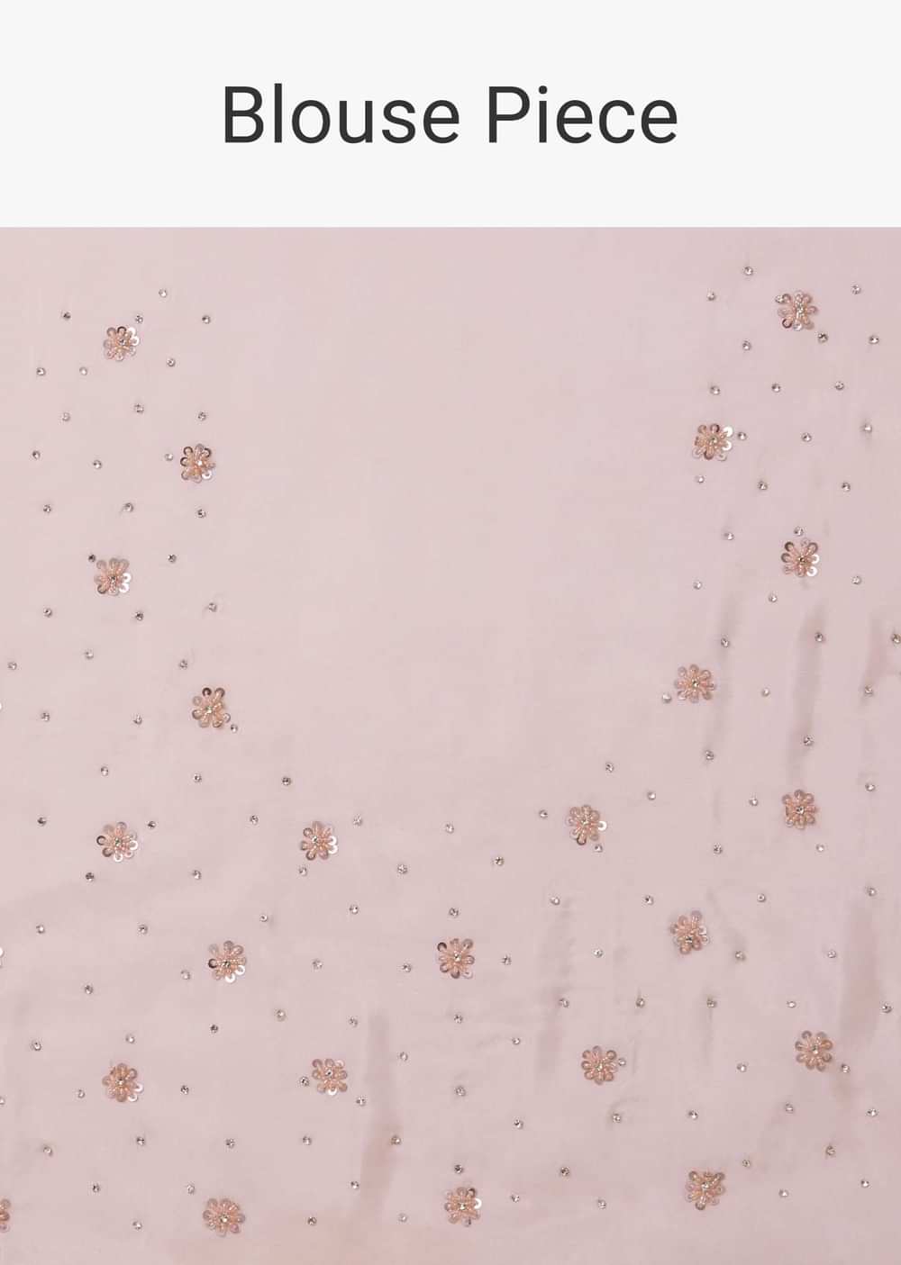 Peach Pink And Silver Toned Sequins Saree With An Embellished Border