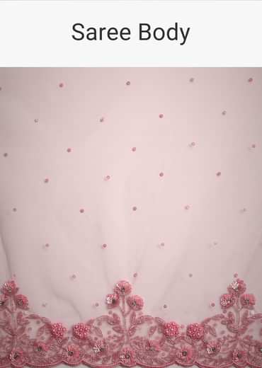 Pink Net Embroidered Saree With Cudtana And Sequin Work