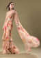 Peach Organza Pre Draped Saree With Embroidered Blouse