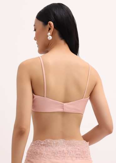 Peach Organza Saree In Sequins With Unstitched Blouse