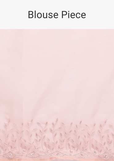 Peach Organza Saree In Sequins With Unstitched Blouse