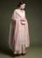 Peach Palazzo Suit In Cotton With Thread Cut Work Embroidered Scallop Jaal And Mirror Abla Work