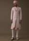 Peach Pink Sherwani Set In Tussar With Cut Dana And Thread Work