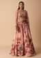 Peach Printed Lehenga With Embroidered Choli And Dupatta