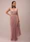 Peach Saree With A Crop Top Crafted In Net With Sequins Embroidery