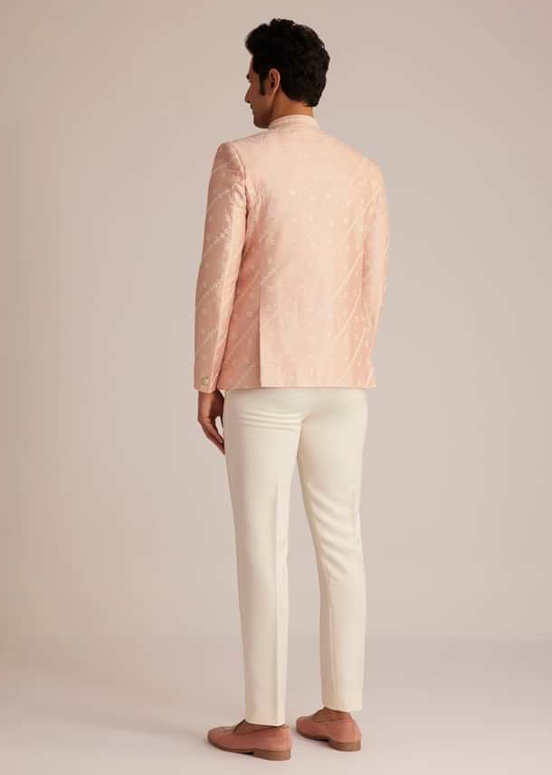 Peach Silk Jodhpuri Suit