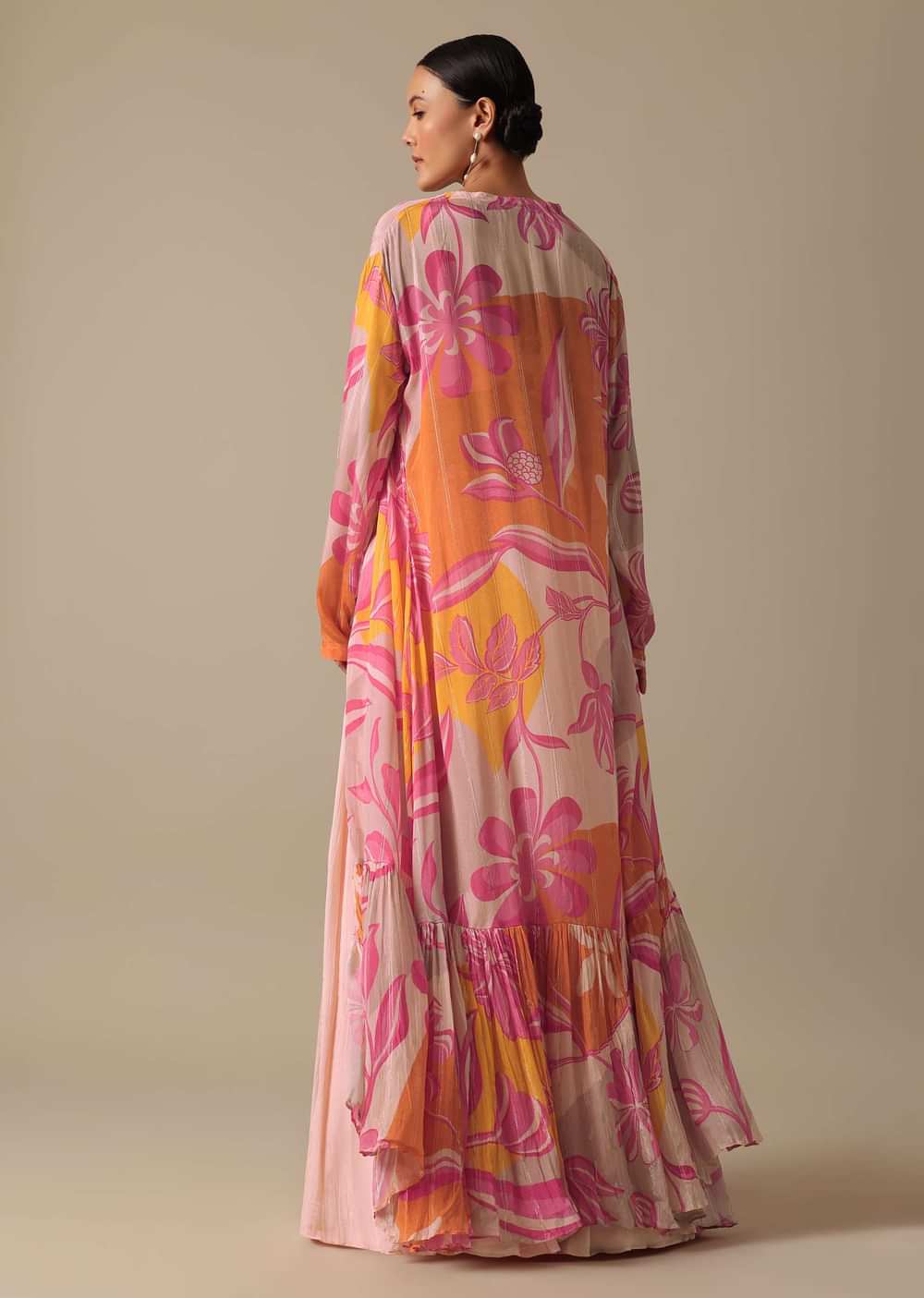 Pink Silk Lehenga Set With Floral Jacket