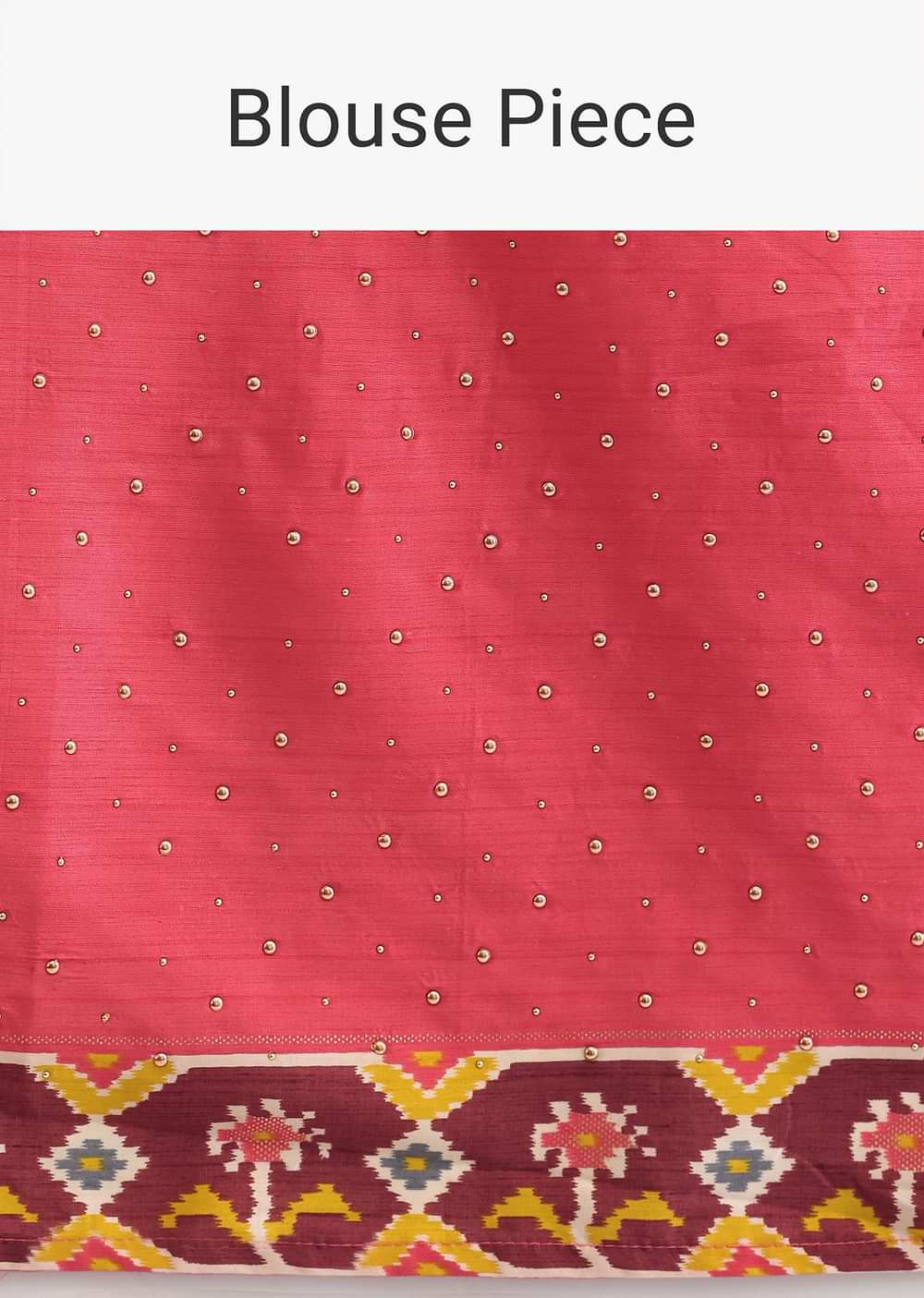 Peach Silk Patola Print Saree With Foil Worked Border And Unstitched Blouse Piece