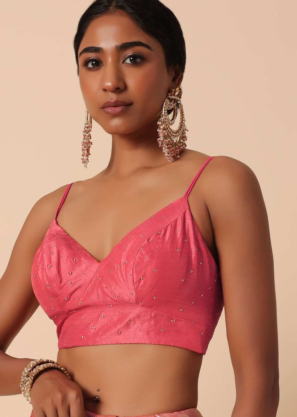 Peach Silk Patola Print Saree With Foil Worked Border And Unstitched Blouse Piece