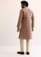 Peach Silk Printed Kurta Set For Men