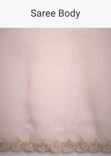 Peach Tissue Silk Cutdana Work Saree With Embellished Scallop Border