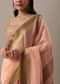 Peach Toned Handloom Chanderi Silk And Cotton Saree With Zari Work