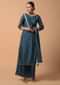 Peacock Blue Palazzo Suit In Satin Silk With Bandhani Print All Over Online - Kalki Fashion