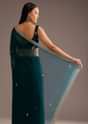 Peacock Green Organza Saree With Cutdana And Sequins Border