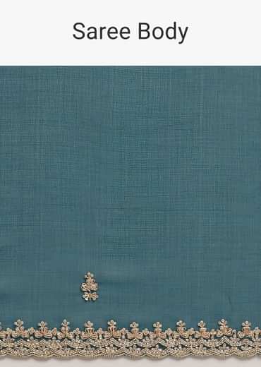 Peacock Green Organza Saree With Cutdana And Sequins Border