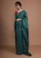 Peacock Green Saree In Silk With Resham Embroidered Floral Buttis
