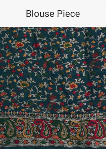 Peacock Blue Dola Silk Bandhani Saree With Meenakari Border Pallu And Unstitched Blouse