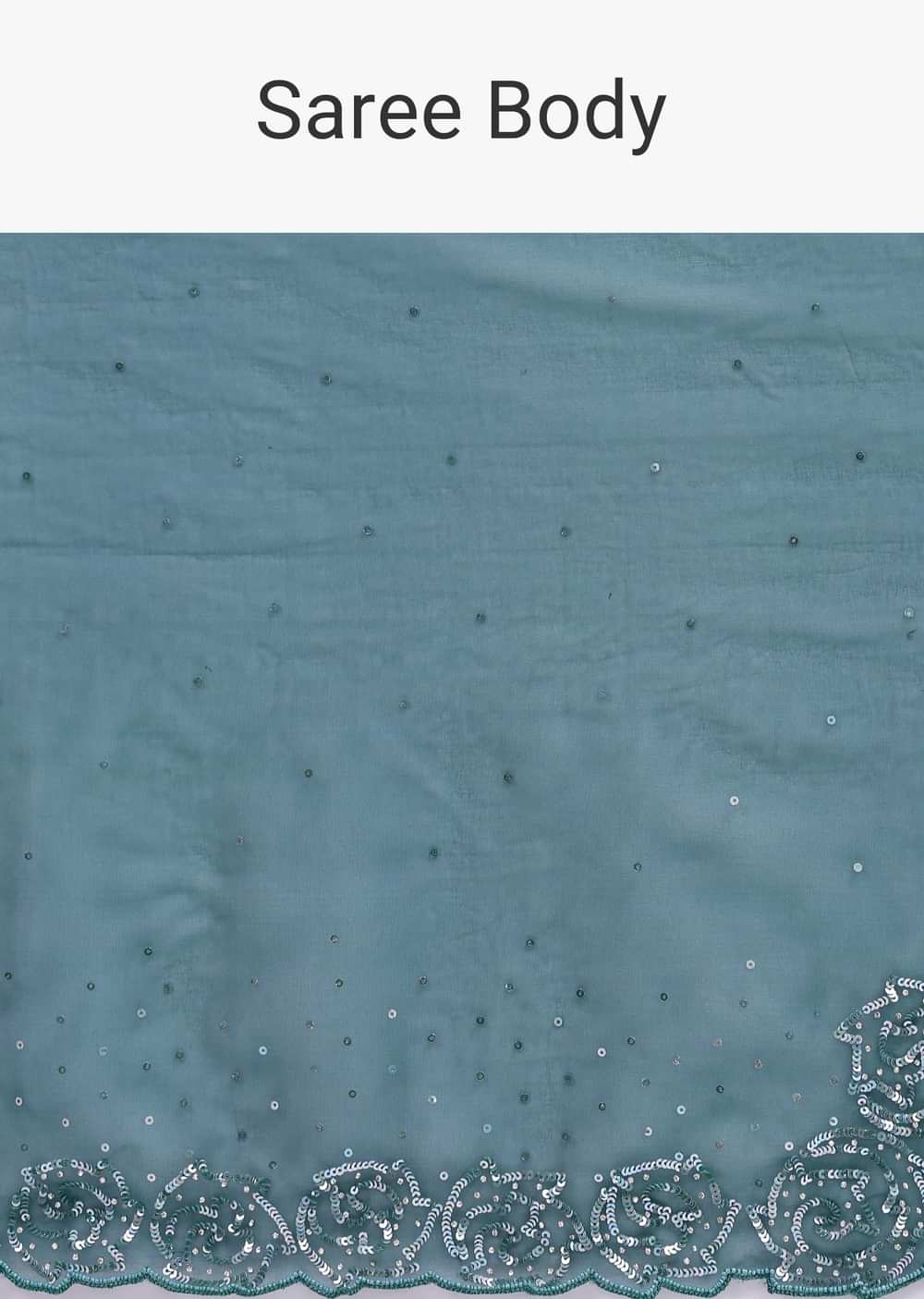 Peacock Blue Embroidered Saree With Unstitched Blouse