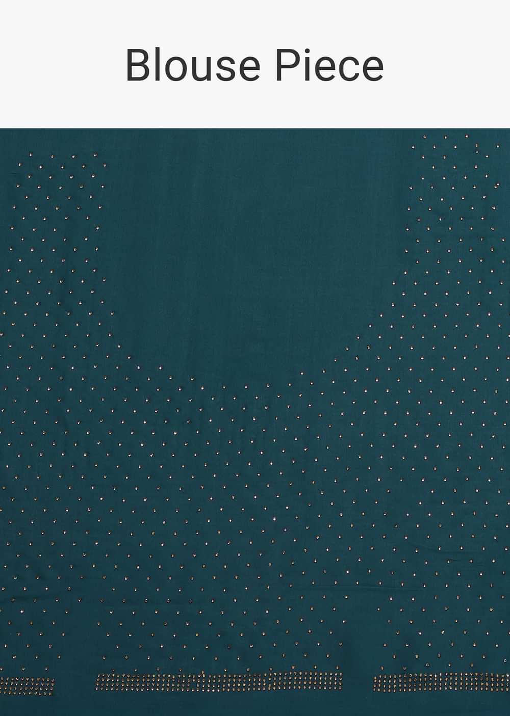 Peacock Blue Saree In Satin With Embellishments And Unstitched Blouse Piece