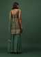 Peacock Green Georgette Sharara And Peplum Top Set With Zari And Cutdana Embroidery