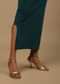 Peacock Green Shapewear Saree Petticoat In Cotton Lycra With Elastic Waistband And Slit
