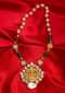 Pearl And Emerald Beaded Temple Necklace With Gold Coated Laxmi Pendant Online - Kalki Fashion
