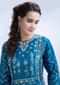 Pearl Cut Cluster Earring With Blue Semi Precious Stone And Cream Pearl Drop Online - Kalki Fashion