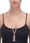 Pearl Necklace With Rose Gold Plated Dome Pendant With Stones And Rose Gold Beads Tassels Online - Kalki Fashion