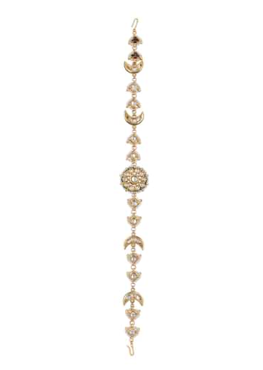 Pearl And Kundan Studded Gold Mathapatti With Meenakari Work