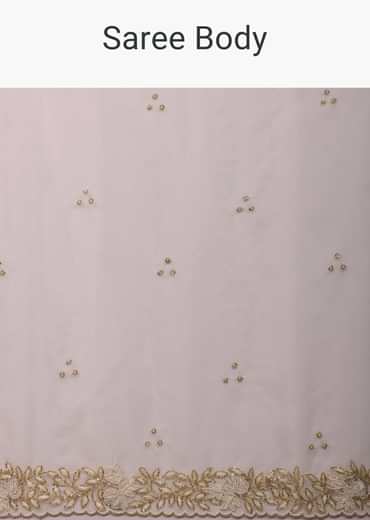 Pearl White Organza Saree With Cut Dana Embroidery