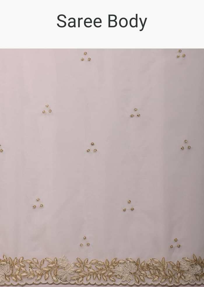 Pearl White Organza Saree With Cut Dana Embroidery