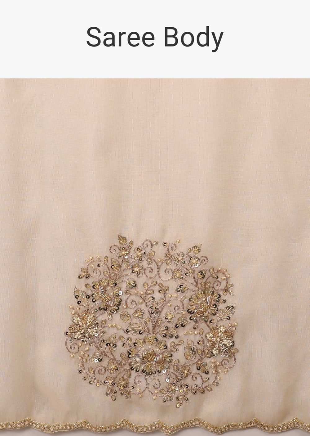 Pebble Brown Glass Tissue Saree Adorned With Floral Buttis, Zardosi Embroidery And 3D Sequins