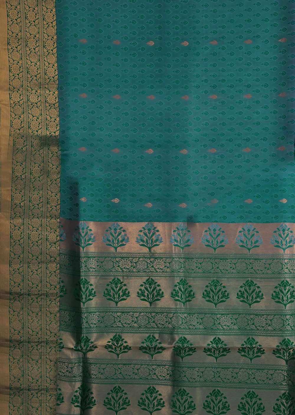 Peocock saree in silk beautified in weaved embroidery only on Kalki
