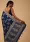 Persian Blue Dola Silk Saree With Multi Colour Floral Jaal Embroidery