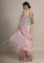 Petal Pink Saree In Organza With Resham Embroidered Floral Design On The Border