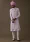 Petal Pink Sherwani Set In Tussar With Moti Work