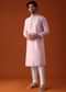 Petal Pink Embroidered Kurta Set In Viscose Silk