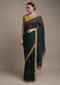 Pine Green Saree In Organza Silk Adorned With Zardozi And Beads Embroidered Floral Buttis Online - Kalki Fashion