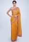 Pine yellow dupion silk saree with gotta embroidered border only on kalki
