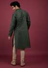 Bottle Green Jackard Printed Kurta Set