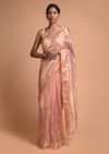 Pink And Gold Banarasi Saree In Silk With Gotta Patch Embroidery Online - Kalki Fashion