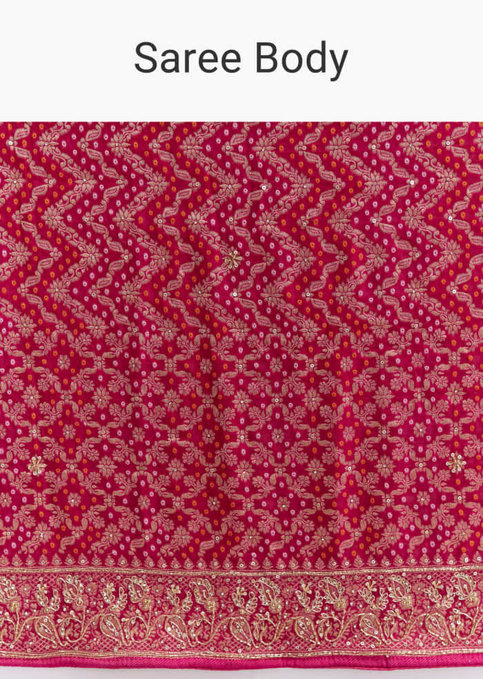 Rani Pink Banarasi Georgette Saree With Heavy Embroidery