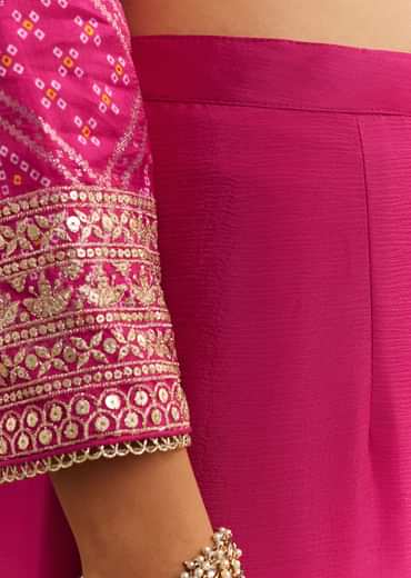 Pink Bandhani Zardosi Sharara Set