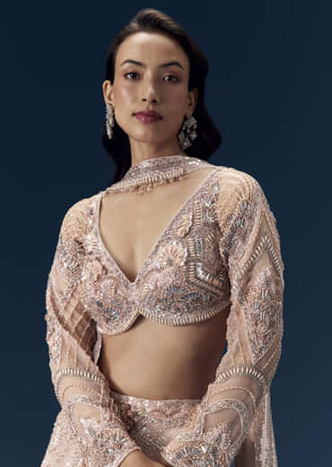 Pink Bridesmaid Lehega with Choker Dupatta